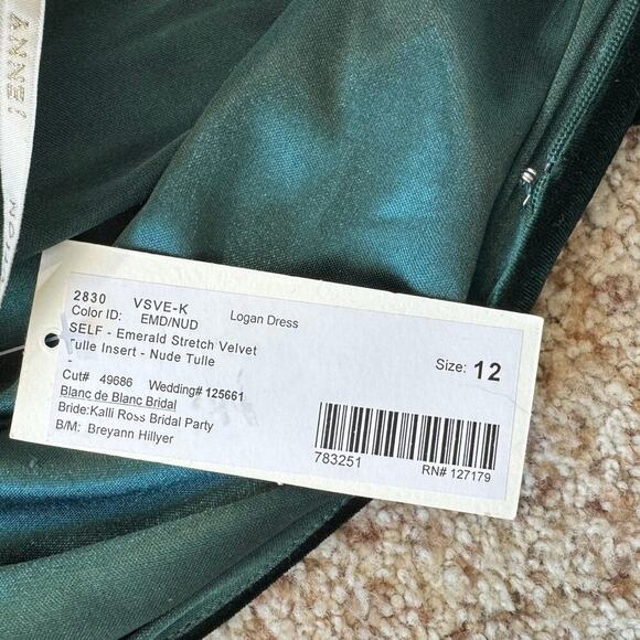 Jenny Yoo Collection, Logan Dress; 12; Green Velvet plunging neckline; Formal - Picture 12 of 12